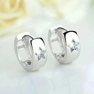 New 925 Silver White Sapphire Star Huggies